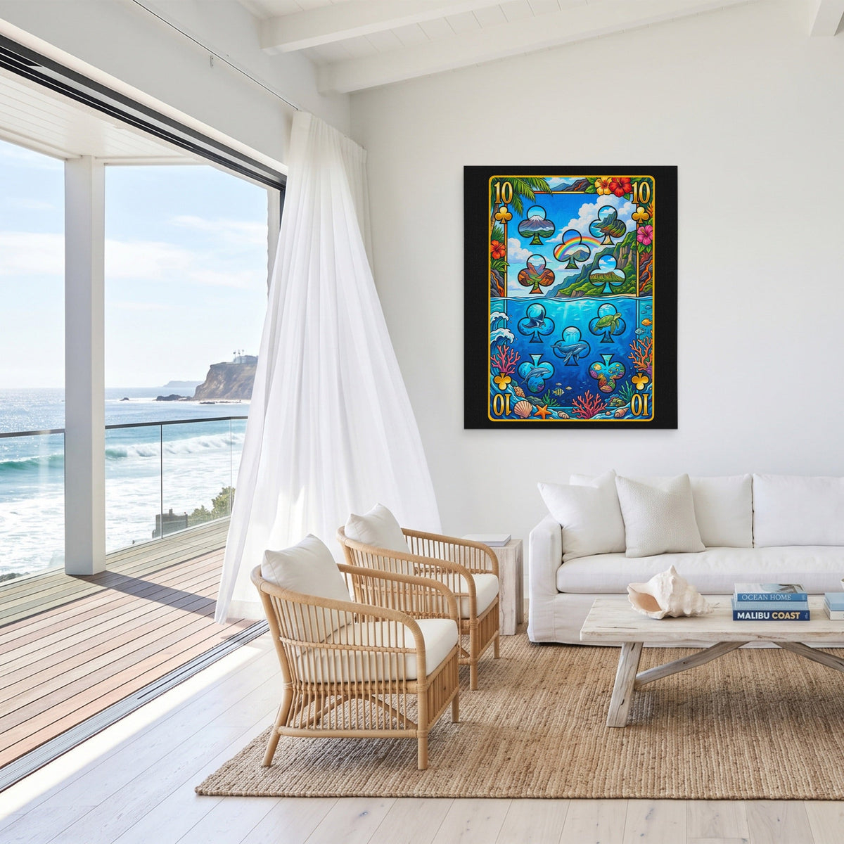 Hawaii Ten of Clubs Card canvas wall art, room view