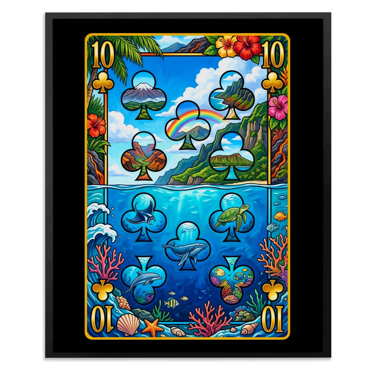Hawaii Ten of Clubs Card canvas wall art