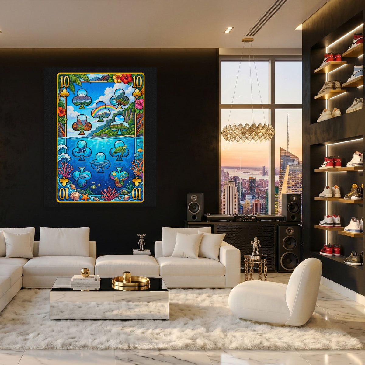 Hawaii Ten of Clubs Card canvas wall art, room view