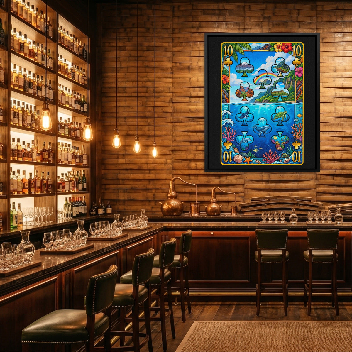 Hawaii Ten of Clubs Card canvas wall art, room view