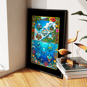 Hawaii Ten of Clubs Card canvas wall art, room view