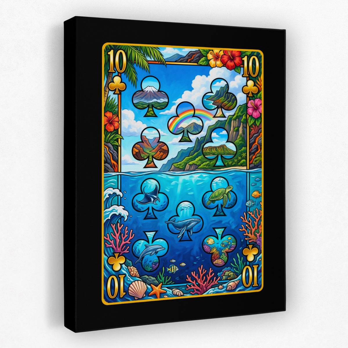 Hawaii Ten of Clubs Card — Hawaii Ten of Clubs Card Portrait   Side View   Mirror 155