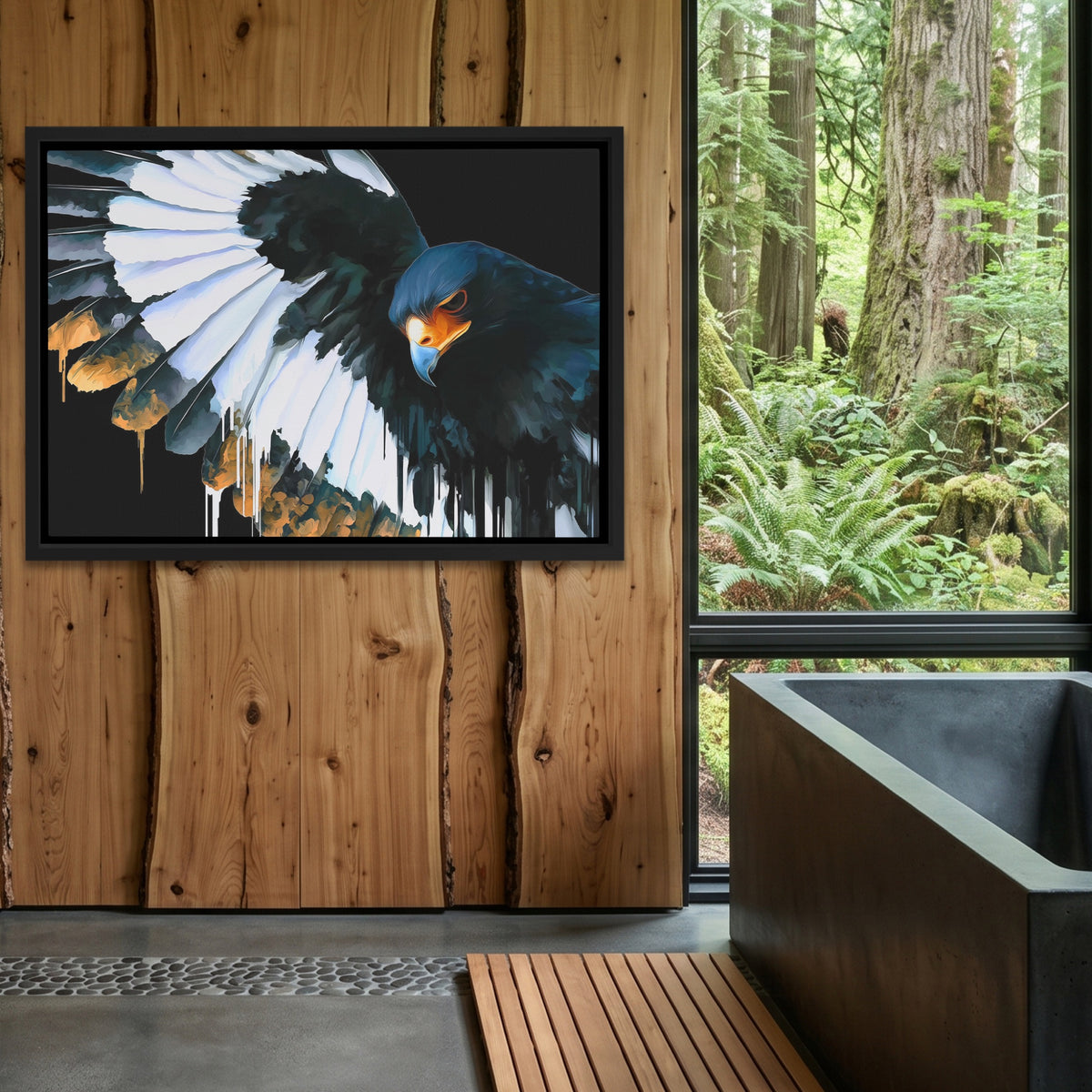 Hawk Bowing Descent — Hawk Bowing Descent Outdoor Bathroom Log Land 236