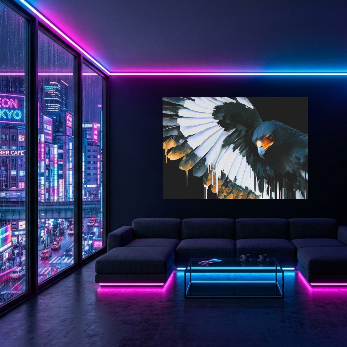 Hawk Bowing Descent — Hawk Bowing Descent Blue Pink Neon Room Land 76
