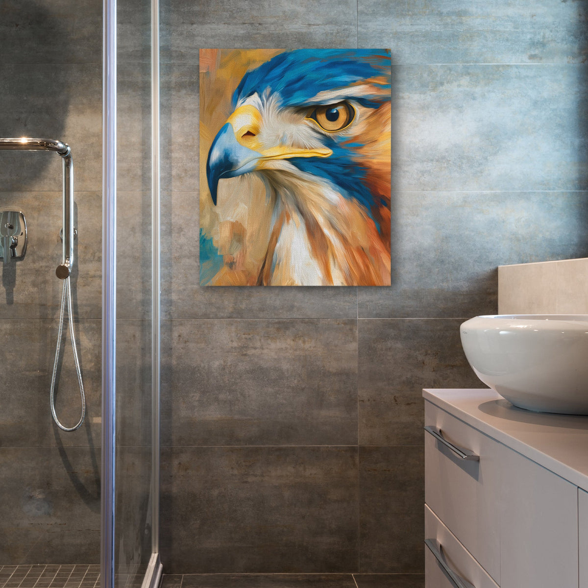 Hawk's Azure Fire - Luxury Wall Art