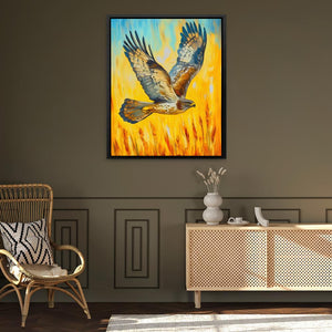 Hawk’s Sunset Flight - Luxury Wall Art