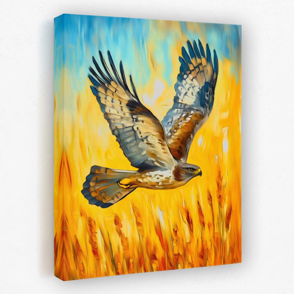 Hawk’s Sunset Flight - Luxury Wall Art