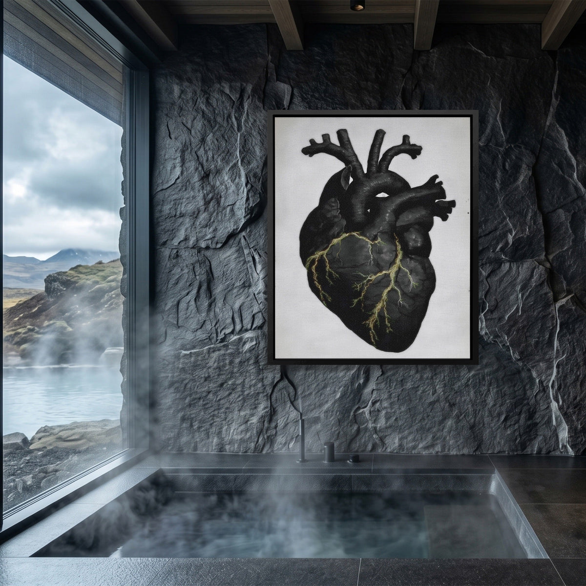 Heart Anatomical canvas wall art, room view