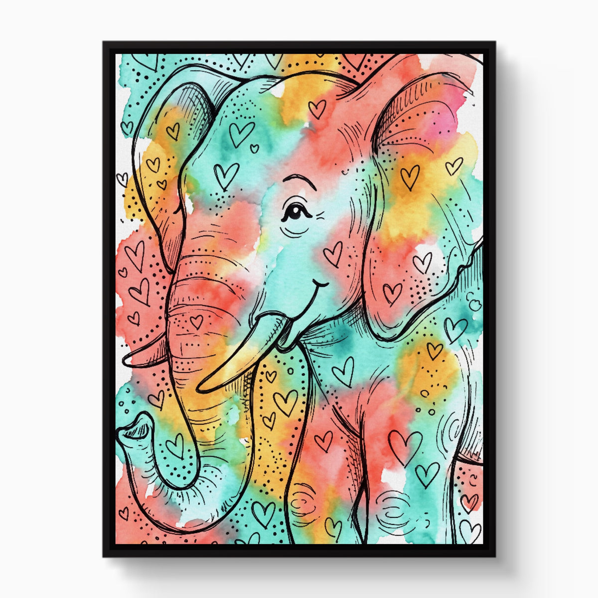Heartfelt Elephant — heartfelt elephant white studio framed black