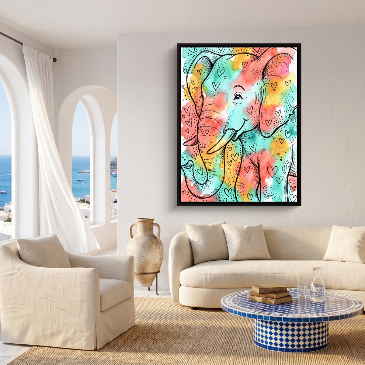 Heartfelt Elephant — heartfelt elephant sq coast living room 1port framed black