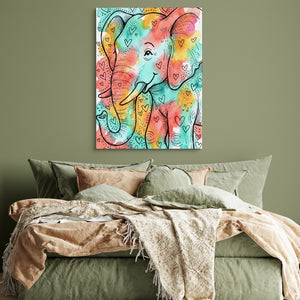 Heartfelt Elephant — heartfelt elephant sq green bedroom 1port flush print