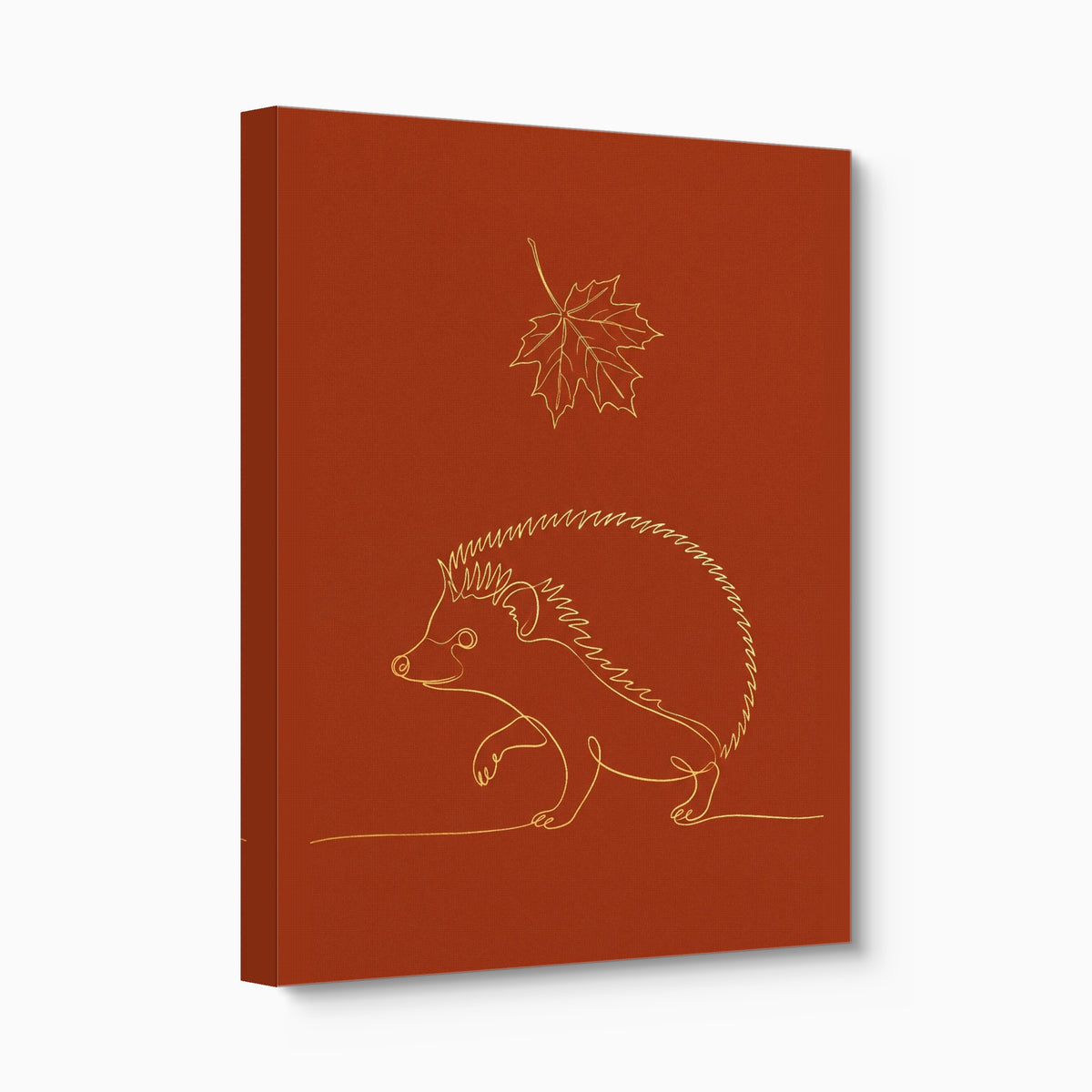 Hedgehog Autumn Line — hedgehog autumn line angled flush print