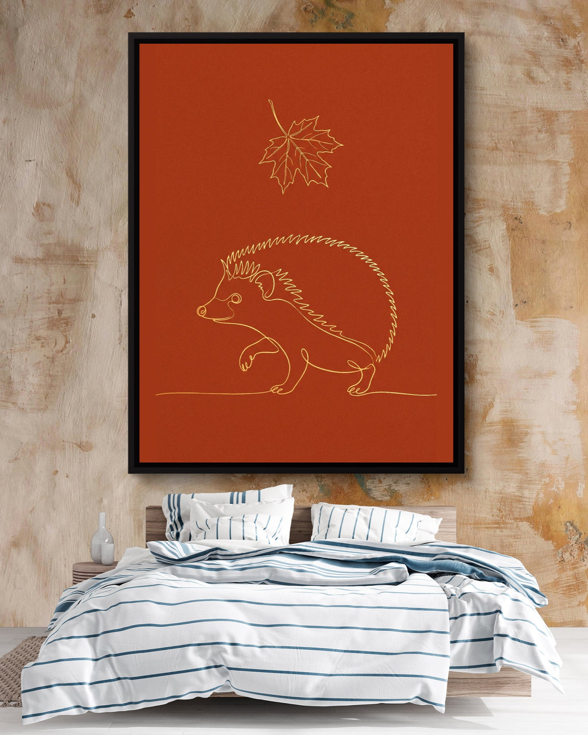 Hedgehog Autumn Line — hedgehog autumn line psd clay beige bedroom 1port framed black