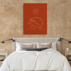 Hedgehog Autumn Line — hedgehog autumn line sq clay paper bedroom 1port flush print