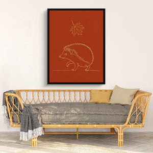 Hedgehog Autumn Line — hedgehog autumn line sq nice bench wall 1port framed black
