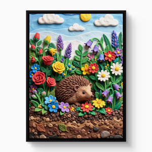 Hedgehog Garden — hedgehog garden white studio framed black