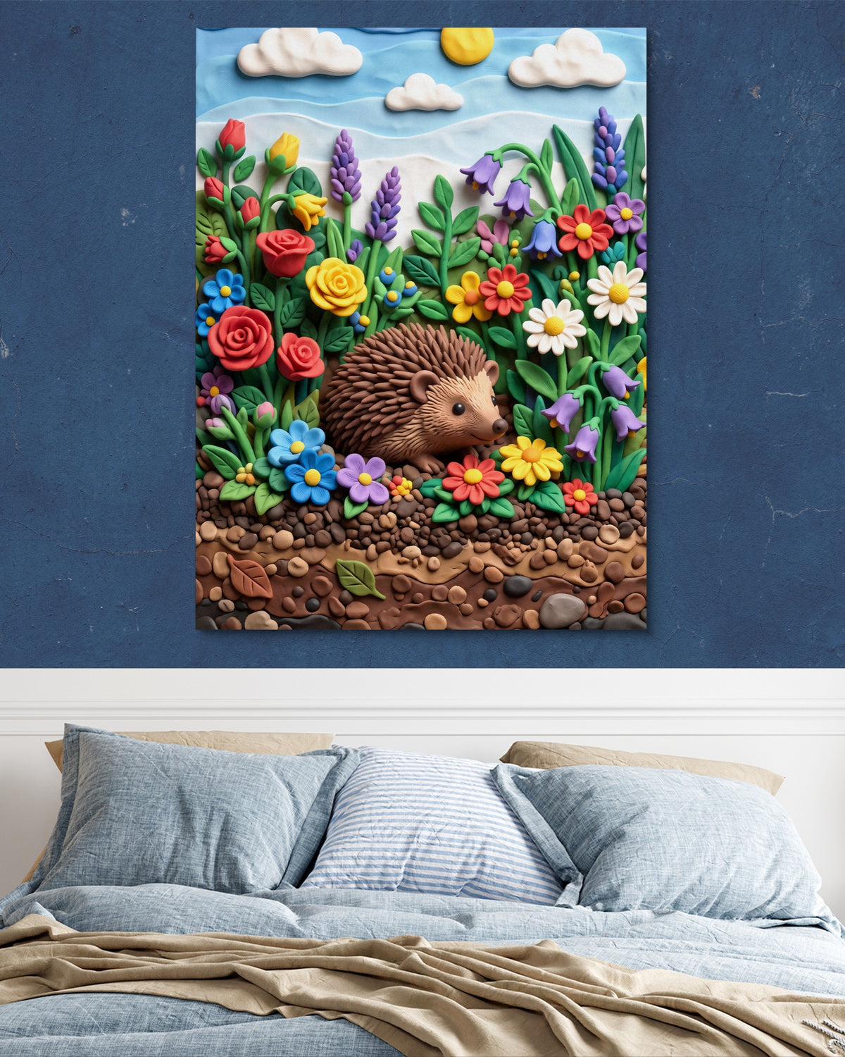 Hedgehog Garden — hedgehog garden psd navy blue bedroom 1port flush print