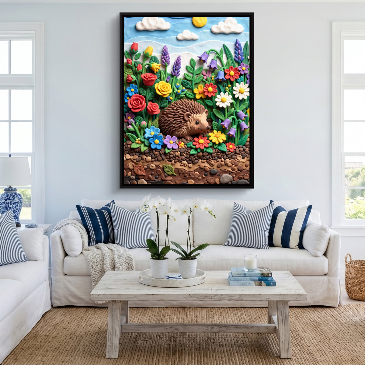 Hedgehog Garden — hedgehog garden sq cute livingroom 1port framed black