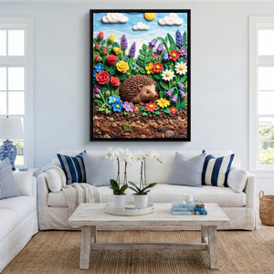 Hedgehog Garden — hedgehog garden sq cute livingroom 1port framed black