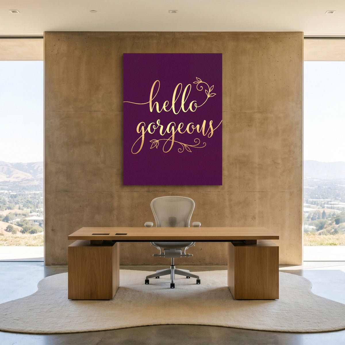 Hello Gorgeous Script — hello gorgeous script sq minimalist lux office 1port flush print