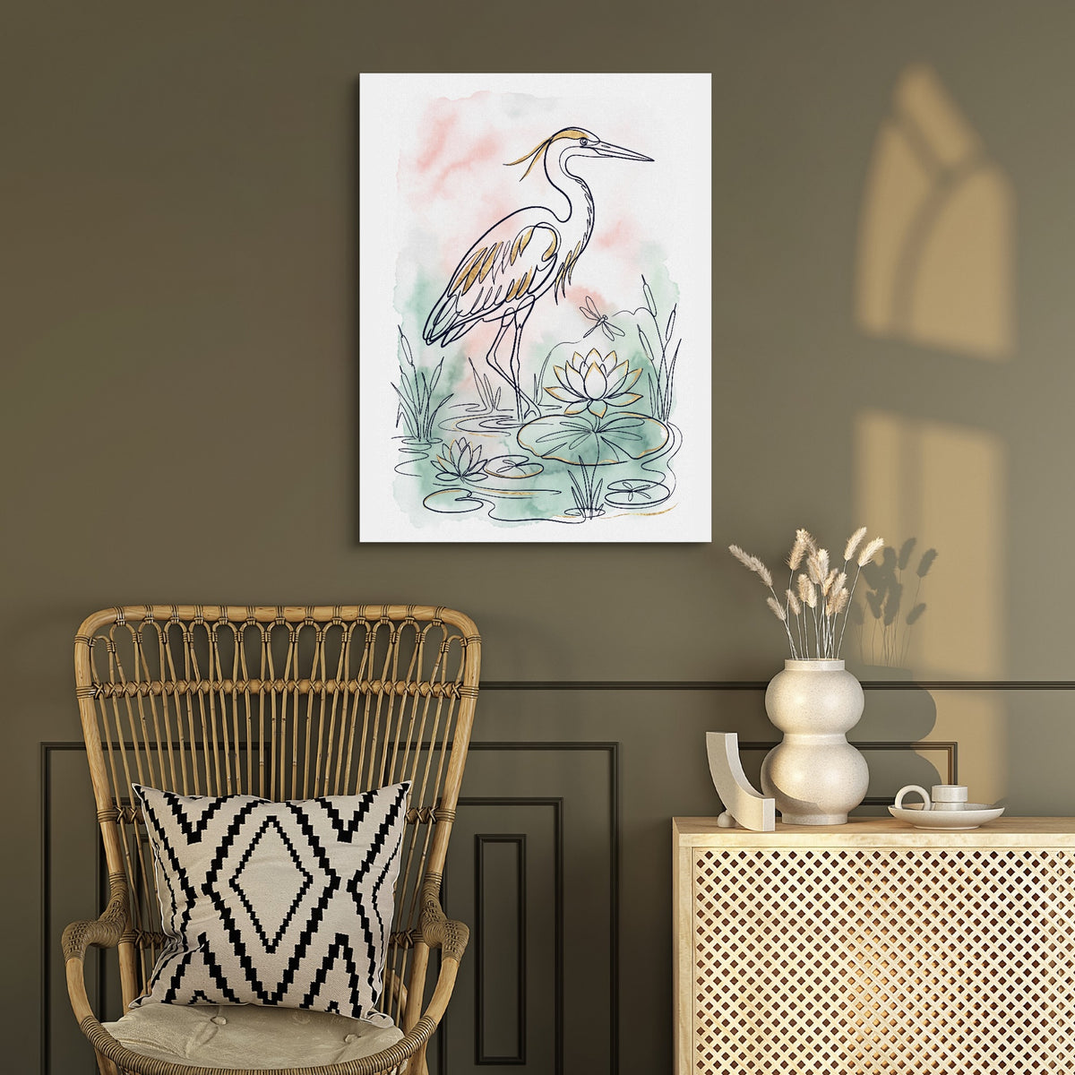 Heron Golden Pond — heron golden pond sq chair wall v2 1port flush print