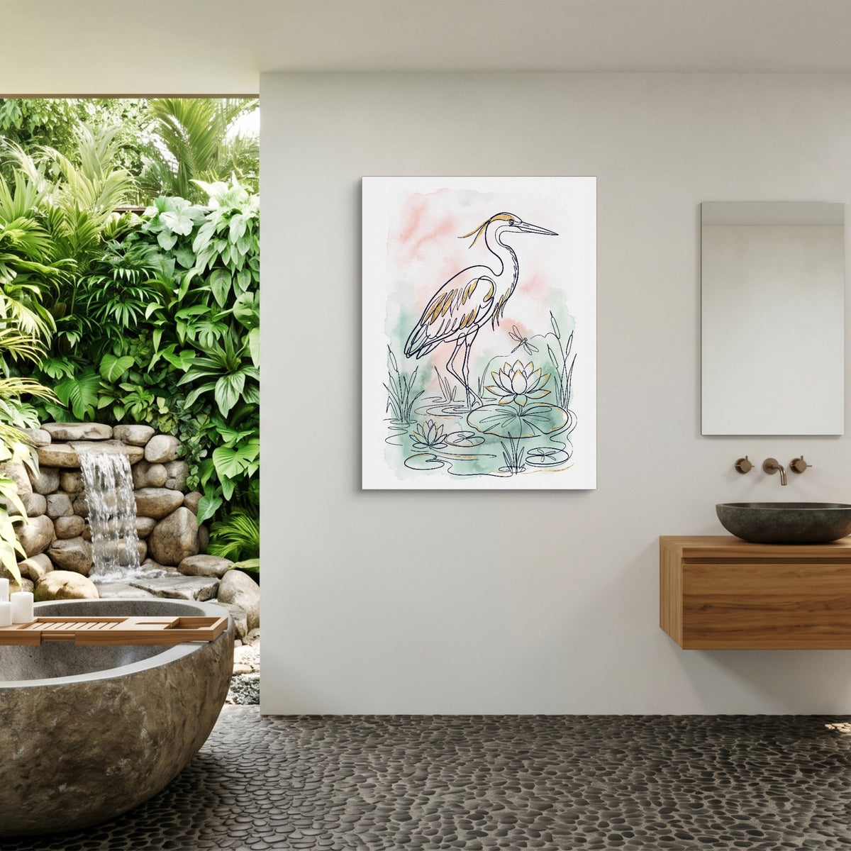 Heron Golden Pond — heron golden pond sq outdoor bathroom 1port flush print