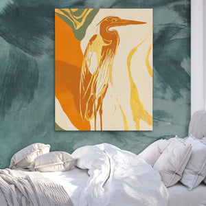 Heron Golden Stance canvas wall art, room view