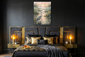Heron Golden Sunset — heron golden sunset bedroom with window 2 1port flush print