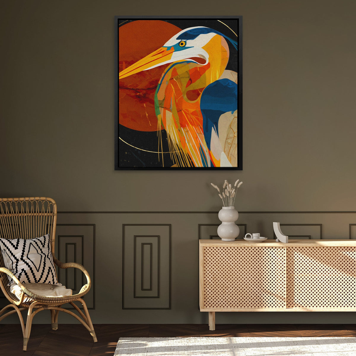 Heron's Deco Dawn - Luxury Wall Art
