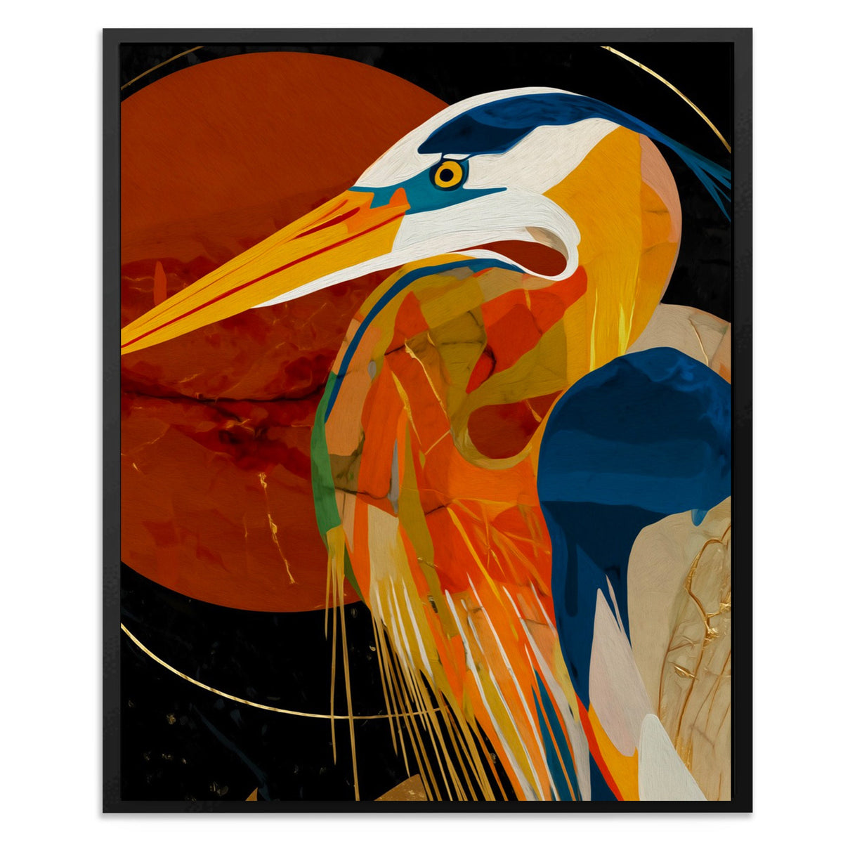 Heron's Deco Dawn - Luxury Wall Art