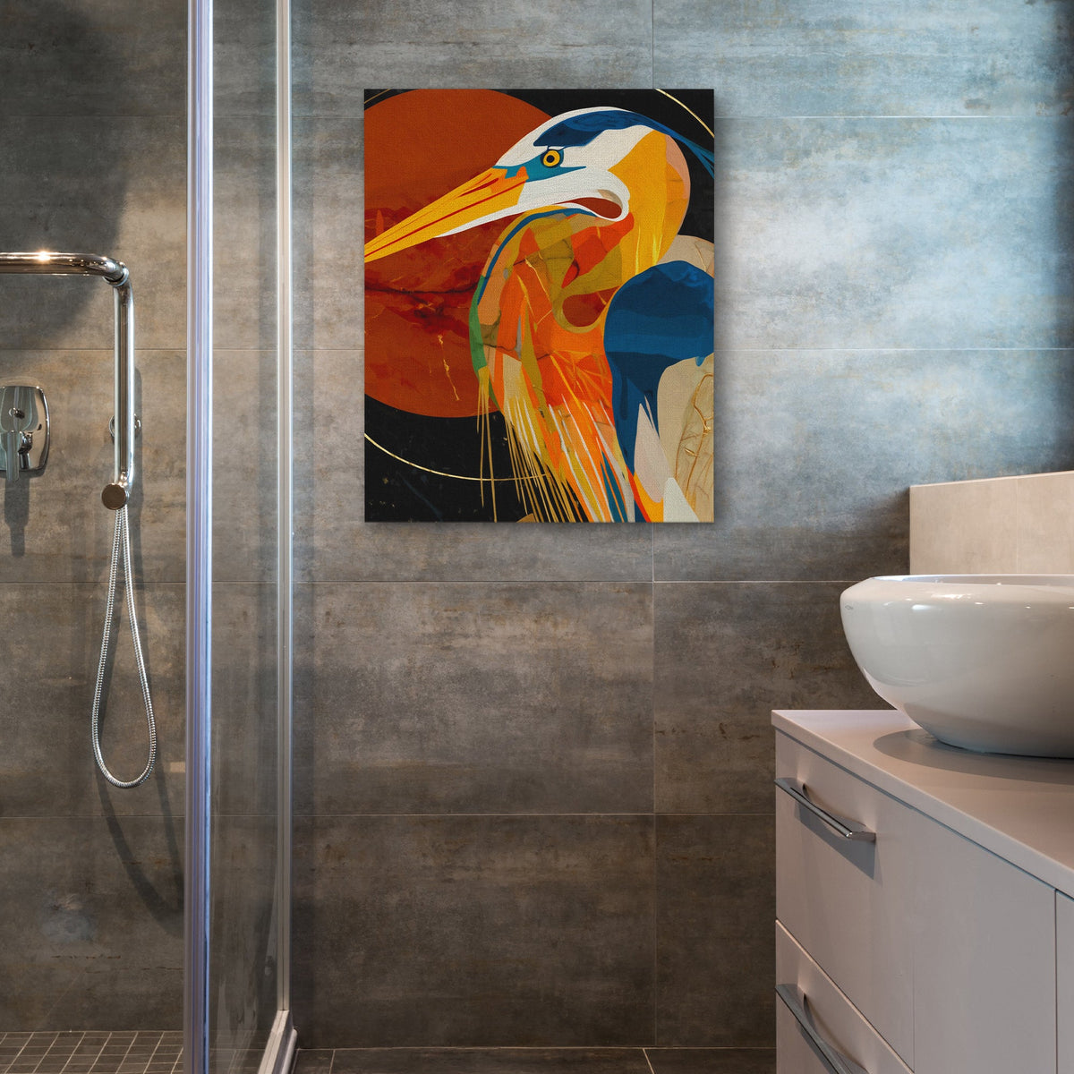 Heron's Deco Dawn - Luxury Wall Art