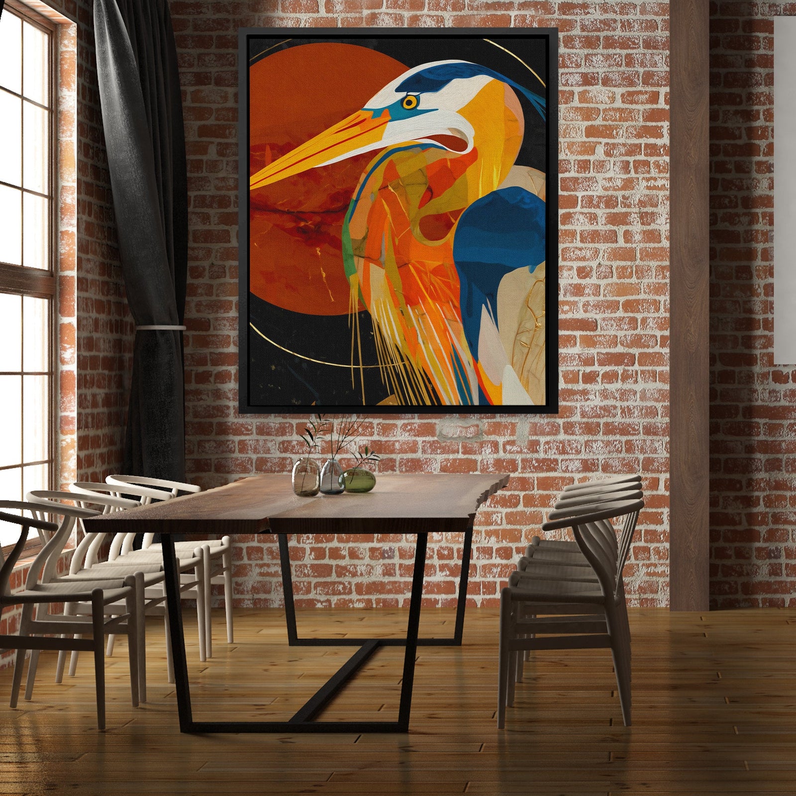 Heron's Deco Dawn - Luxury Wall Art
