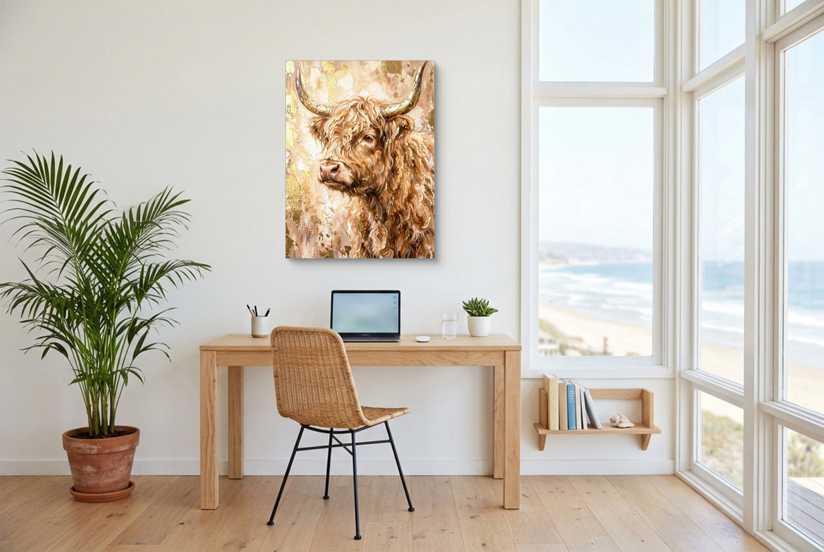 Highland Cow Gilded - Luxury Wall Art