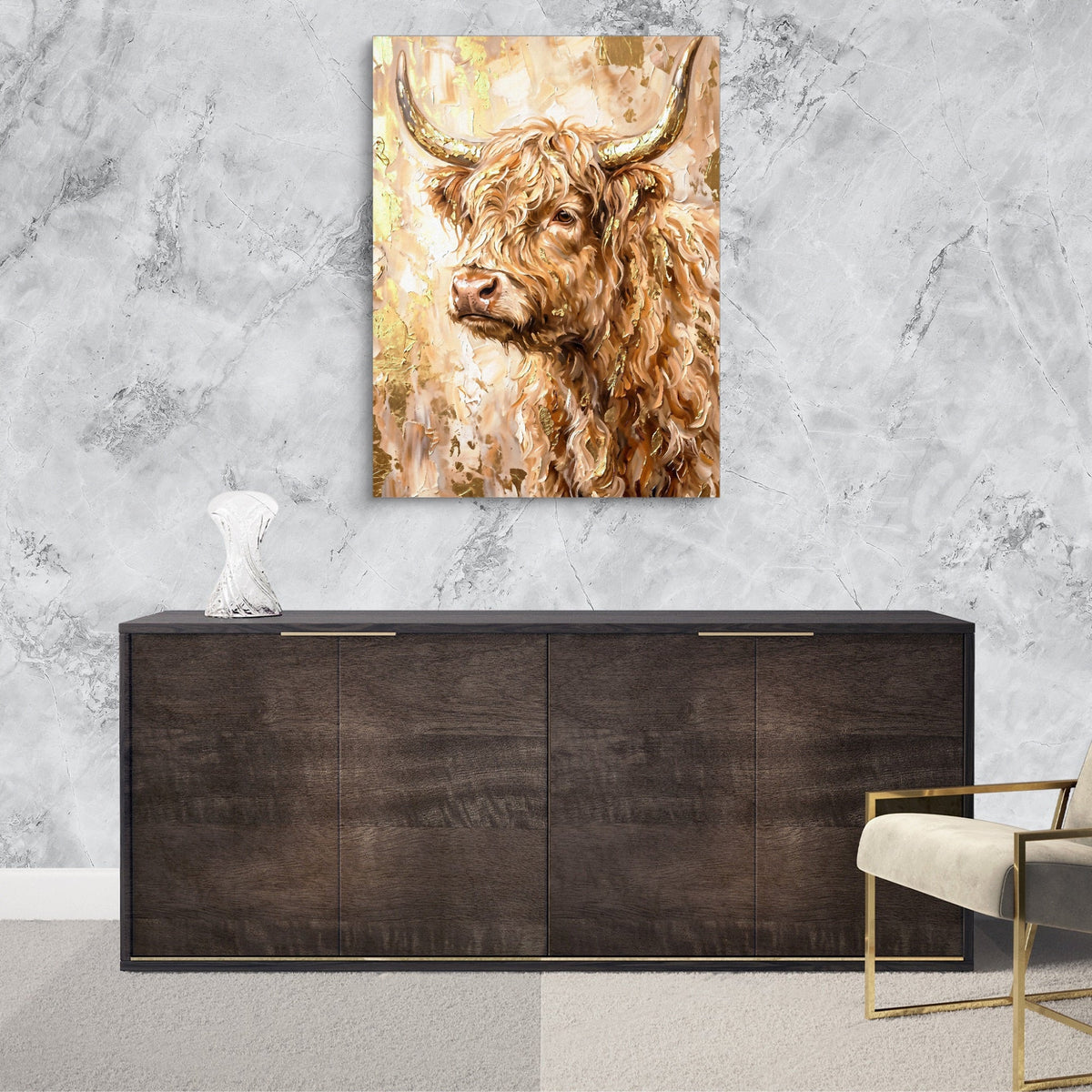 Highland Cow Gilded - Luxury Wall Art