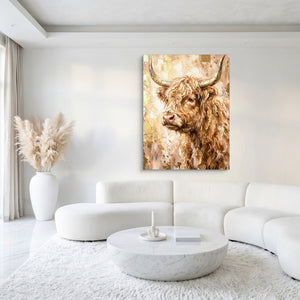 Highland Cow Gilded — highland cow gilded sq white luxury 1port flush print