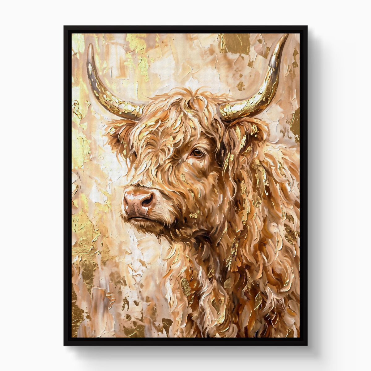 Highland Cow Gilded — highland cow gilded white studio framed black