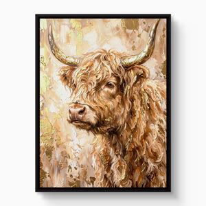 Highland Cow Gilded — highland cow gilded white studio framed black
