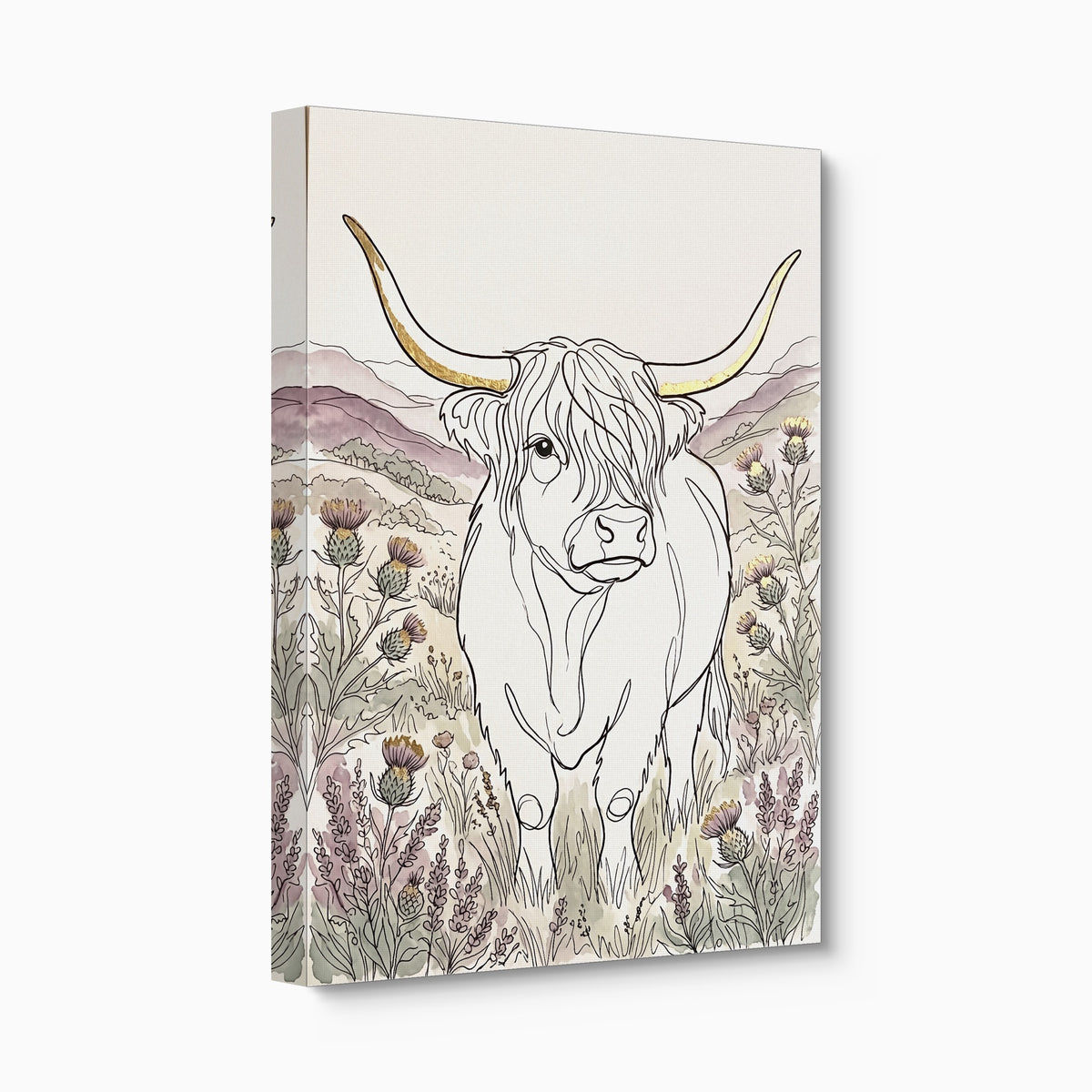 Highland Golden Horns — highland golden horns angled flush print