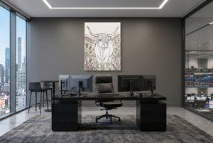 Highland Golden Horns — highland golden horns office desk with monitors 1port flush print