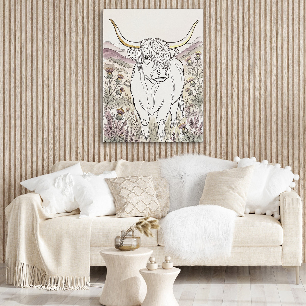 Highland Golden Horns — highland golden horns sq boujie couch 1port flush print