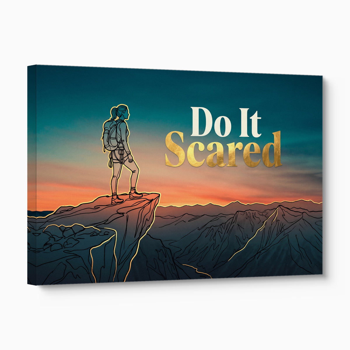 Hiker Mountain Sunset — hiker mountain sunset angled flush print