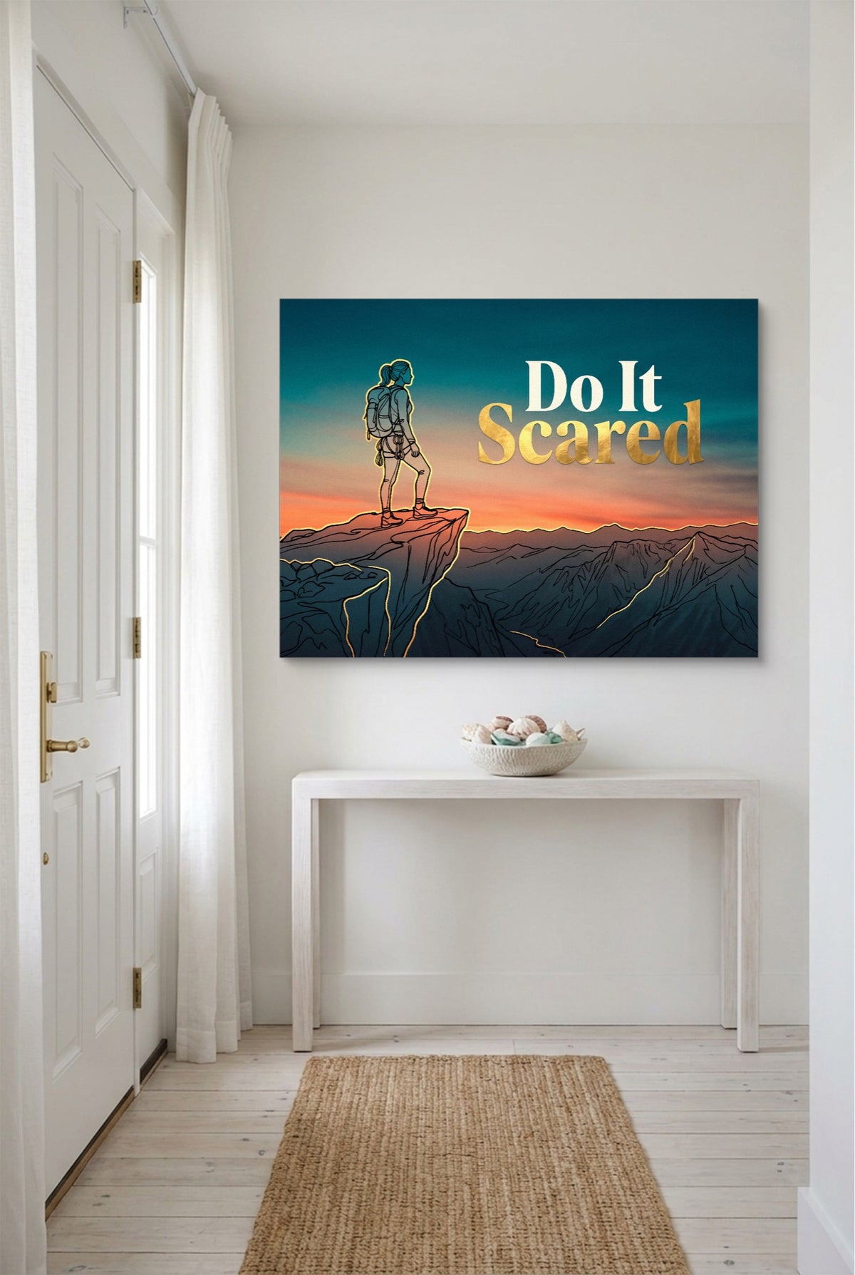 Hiker Mountain Sunset — hiker mountain sunset p small room with table 1land flush print