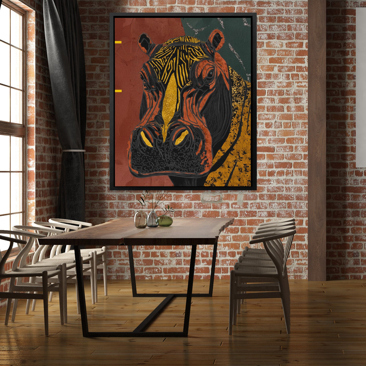 Hippo Golden Throne - Luxury Wall Art