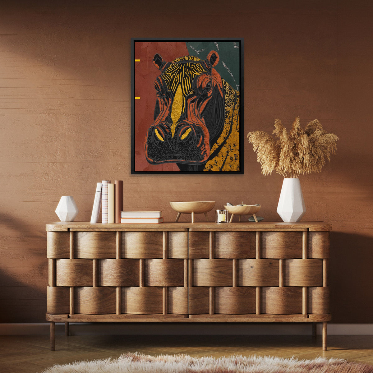 Hippo Golden Throne - Luxury Wall Art