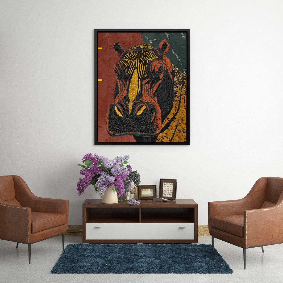 Hippo Golden Throne - Luxury Wall Art