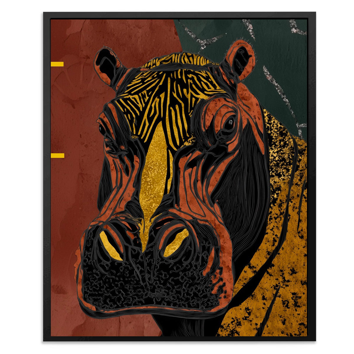 Hippo Golden Throne - Luxury Wall Art