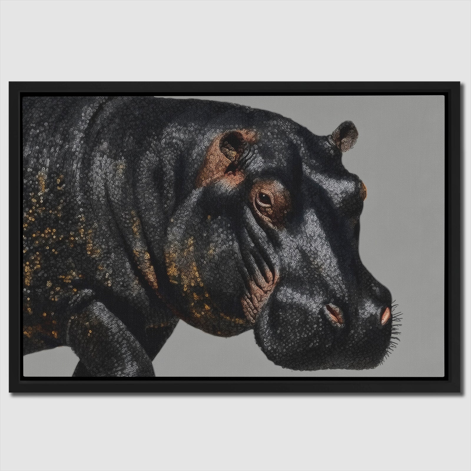 Hippo Slate Profile canvas wall art