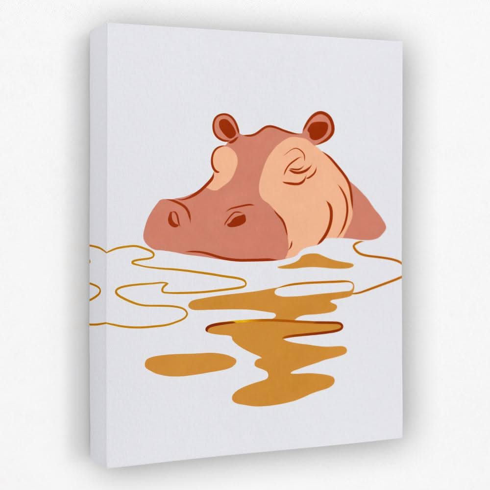 Hippo Sleeping - Animals Canvas Wall Art