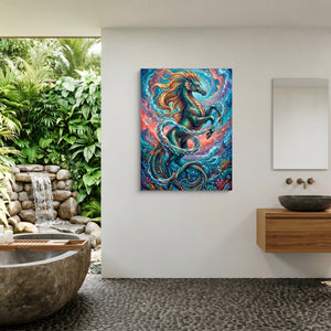 Hippocampus Rising — hippocampus rising sq outdoor bathroom 1port flush print