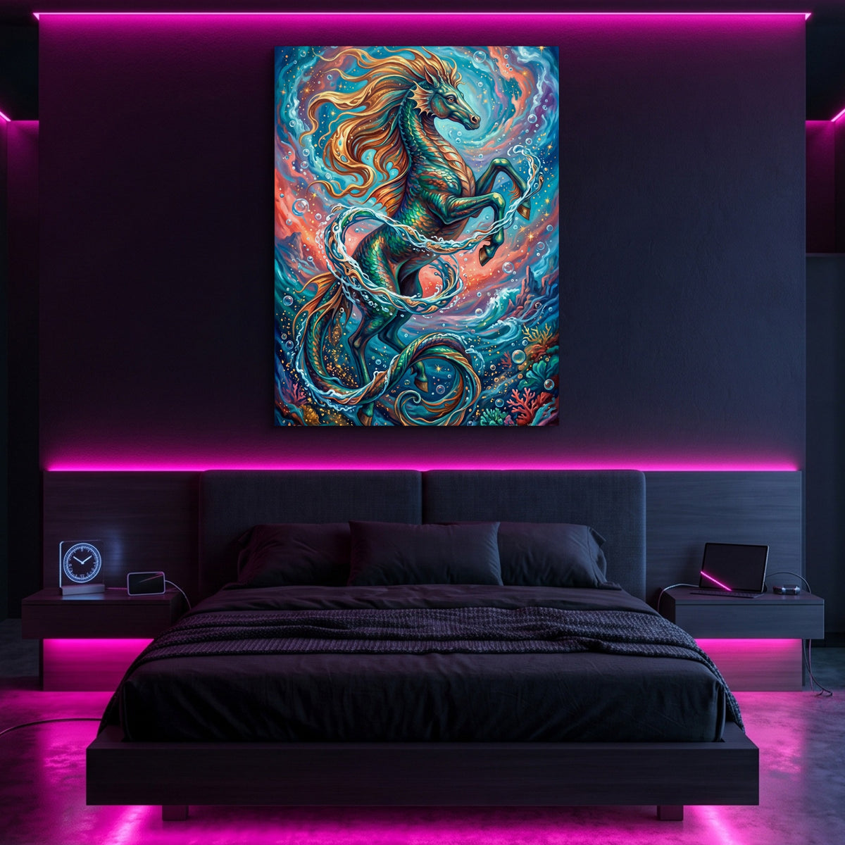 Hippocampus Rising — hippocampus rising sq pink neon room portv2 1port flush print